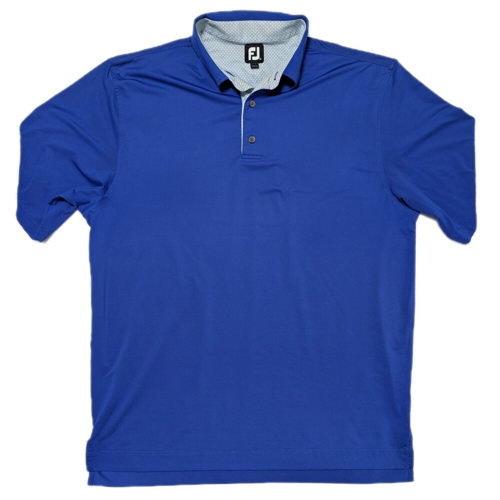 FootJoy Shirt Mens Sz XL Royal Blue Polo Golf Performance Short Sleeve Logo